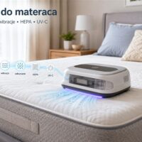 Robot do odkurzania materaca na łóżku – grafika AI